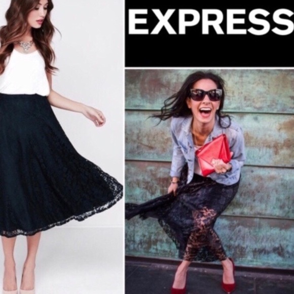 Express Dresses & Skirts - Express || Black Lace Skirt